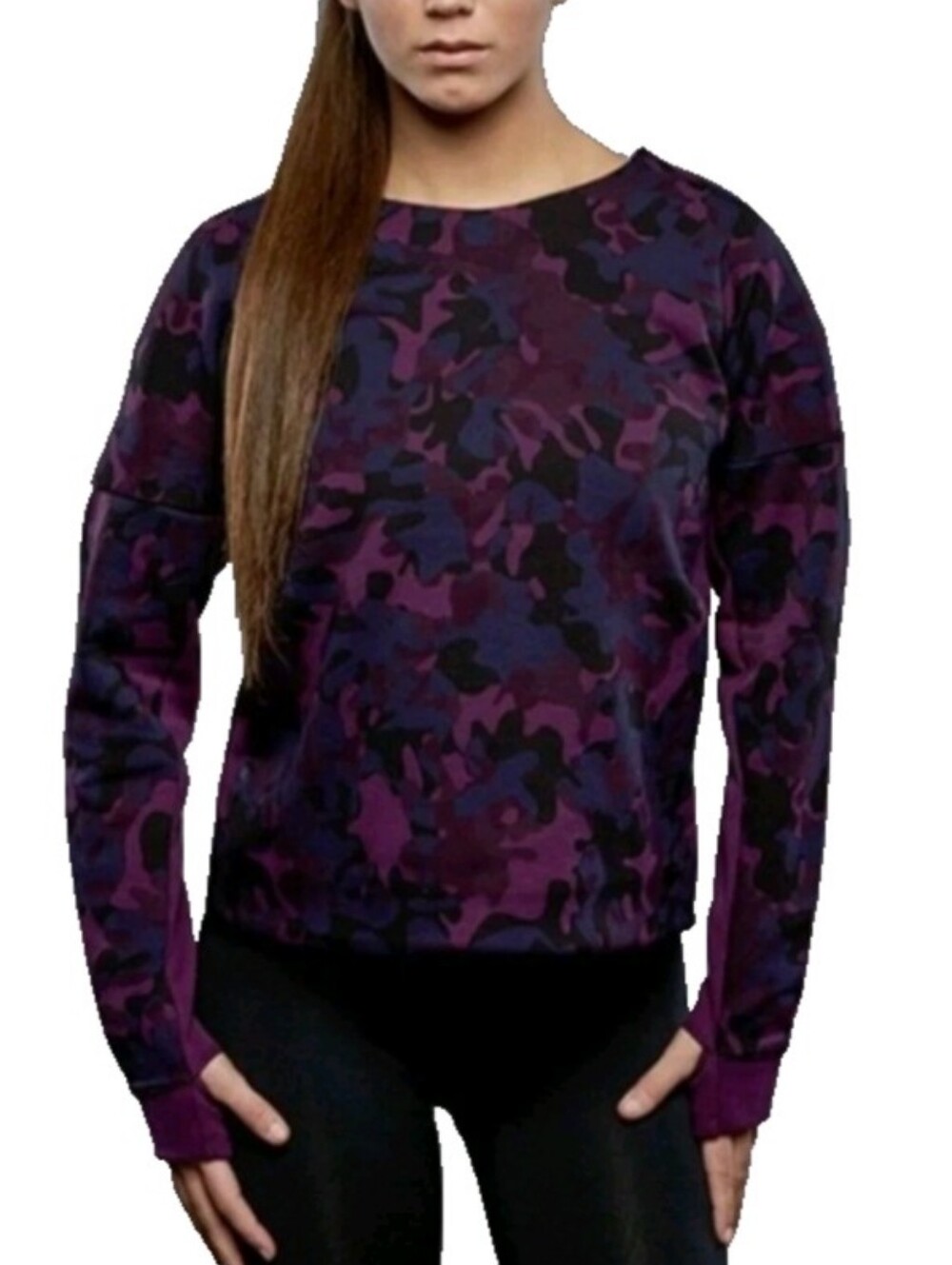 Nike Women's Purple & Black Camo Crewneck Sweatshirt